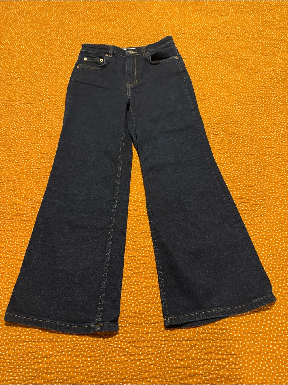 Zara Navy Wide-Leg Flare Jeans